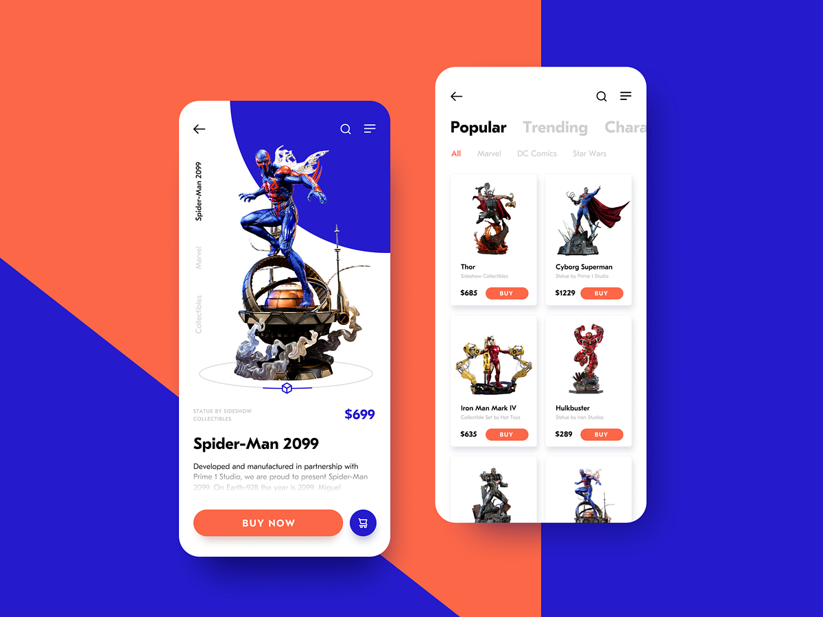 Action Figures App by tubik on Dribbble