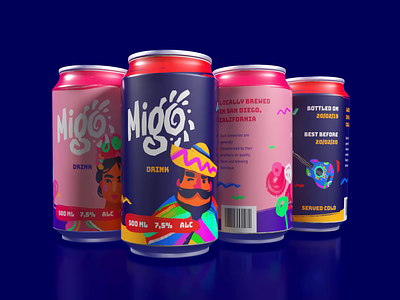 Migo Drink Packaging Design animation branding bright can design character design design design studio digital art drink fizzy drink graphic design identity design illustration interaction logo marketing packaging design party product branding typography