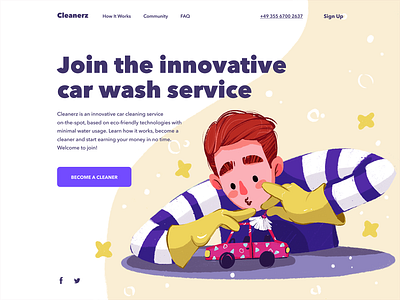 Car Wash Service Website auto car car service character cleaning service design design studio digital art graphic design illustration interaction interface landing page ui user experience user interface ux web webdesign website
