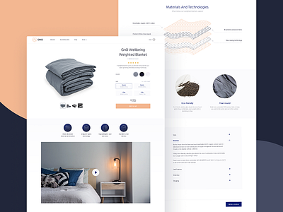 GNO Blankets Product Page blanket design design studio ecommerce graphic design interaction interaction design interface light product page product presentation sleeping ui user experience user interface ux web web design web interface website
