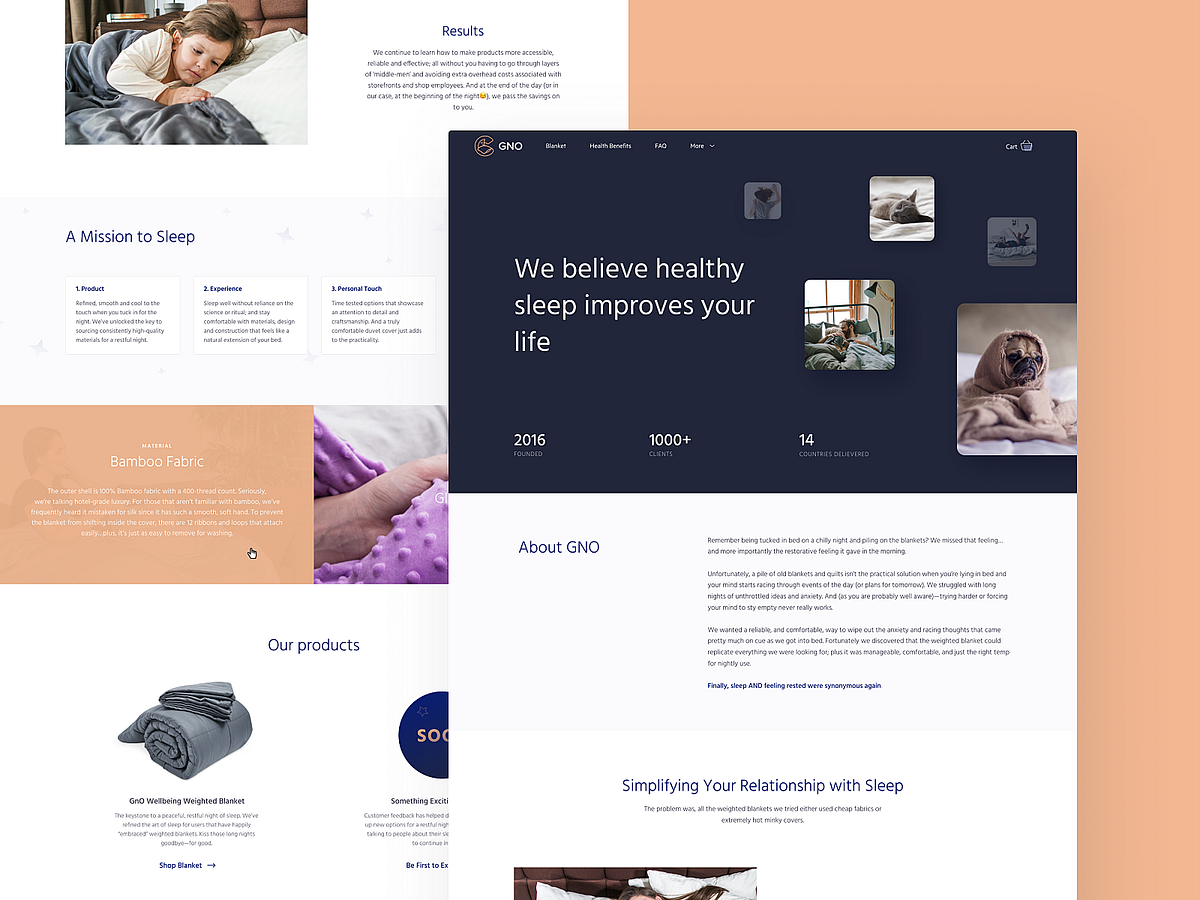 GNO Blankets site About Page by tubik on Dribbble
