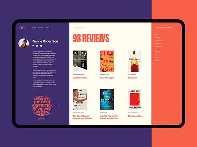 Book Reviews Website: Profile Page animation book book review design design studio graphic design grid interaction interface motion design profile page ui user experience user profile ux web web animation web design web interface website design