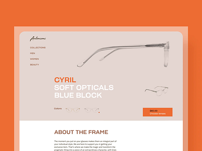 Glasses Ecommerce Product Page animation design design studio ecommerce glasses graphic design grid interaction interface motion design online shopping product page ui user experience ux web web animation web design web interface website