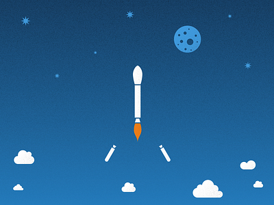 Moon and Rocket - Staging game illustration moon rocket
