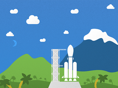 Moon Rocket - Launch Pad game illustration moon palms rocket synth