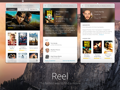 Reel - Find a movie in the menu bar app concept mac menubar movie osx