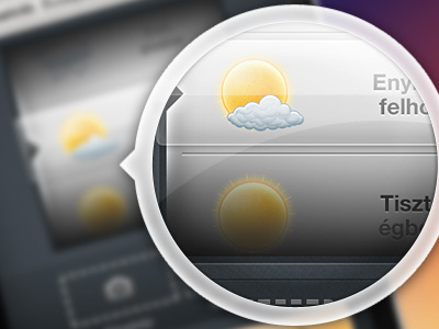 Scroller clouds glass icons select sun weather