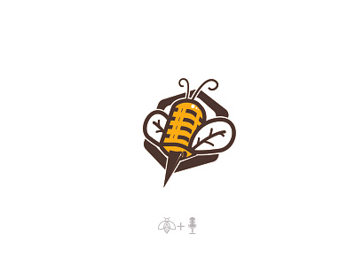 Honey Mic Logo background beautiful bee branding business honey icon illustration logo vector yellow