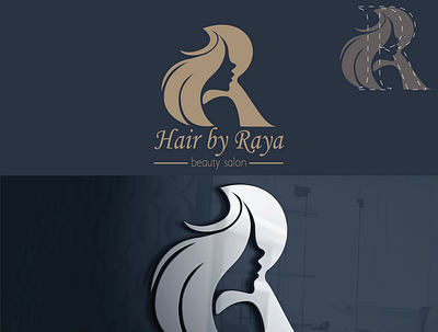 Hair by Raya beautiful branding business design hair icon illustration lettering logo salon typography vector