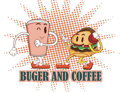 Buger and coffee burger business coffee cute design fastfood food illustration lifestyle logo mascot restaurant vector