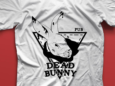 Dead bunny's pub branding bunny death logo pub t-shirt