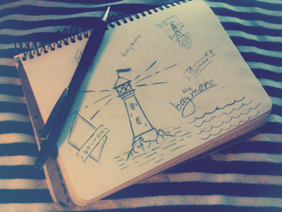 baymore sketch baymore branding lighthouse line logo paper pencil sea sketch