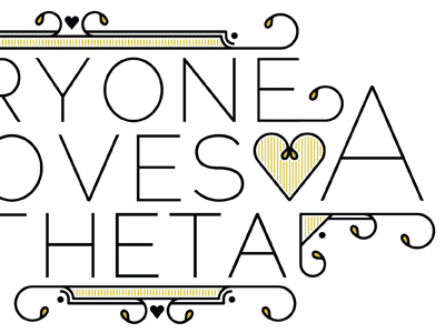 Theta Design heart sorority theta type