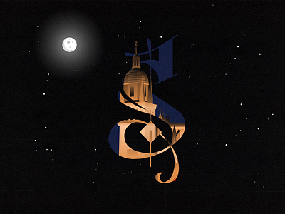 S of Salamanca catedral cathedral church dark design illustration letter lettering letters moon night night mode salamanca spain