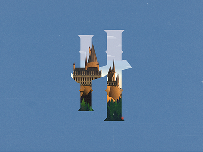H of Hogwarts castle design dumbledore fan artist fantastic beasts fantastic world fantasy fantasyart harry potter illustration letter letter h lettering magic magical magician school typogaphy vector vector art