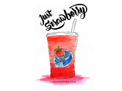 just strawberry branding brush lettering graphic design illustration lettering texture typography watercolor