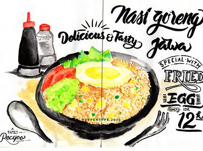 Fried Rice Traditional Food brush lettering graphic design illustration lettering logo typography watercolor