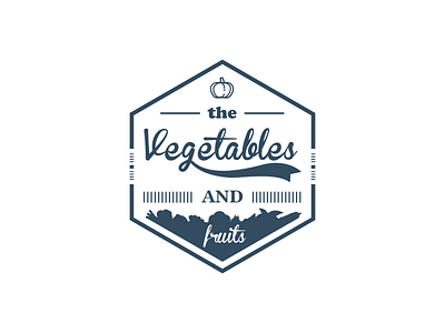 Vegetables and fruits badge icon illustration ui