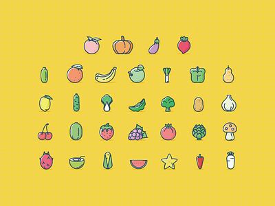 Vegetables and fruits badge icon illustration ui