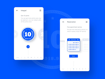 Link collection and reservation function interface blue business calendar card design gold icon illustration integral money reservation service ui ux