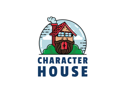 House Mascot - Logo Template animation beard build cartoon character characters chimney cloud creative cute design fun funny house illustration kids logo masculine modern spectacles