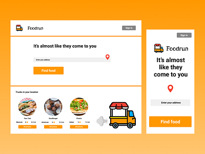 UI Design Landing page- Foodrun - DailyUI 003