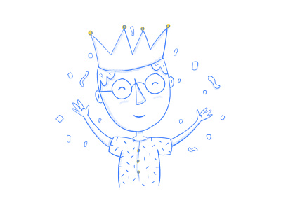 King Party boy character confetti crown illustration king