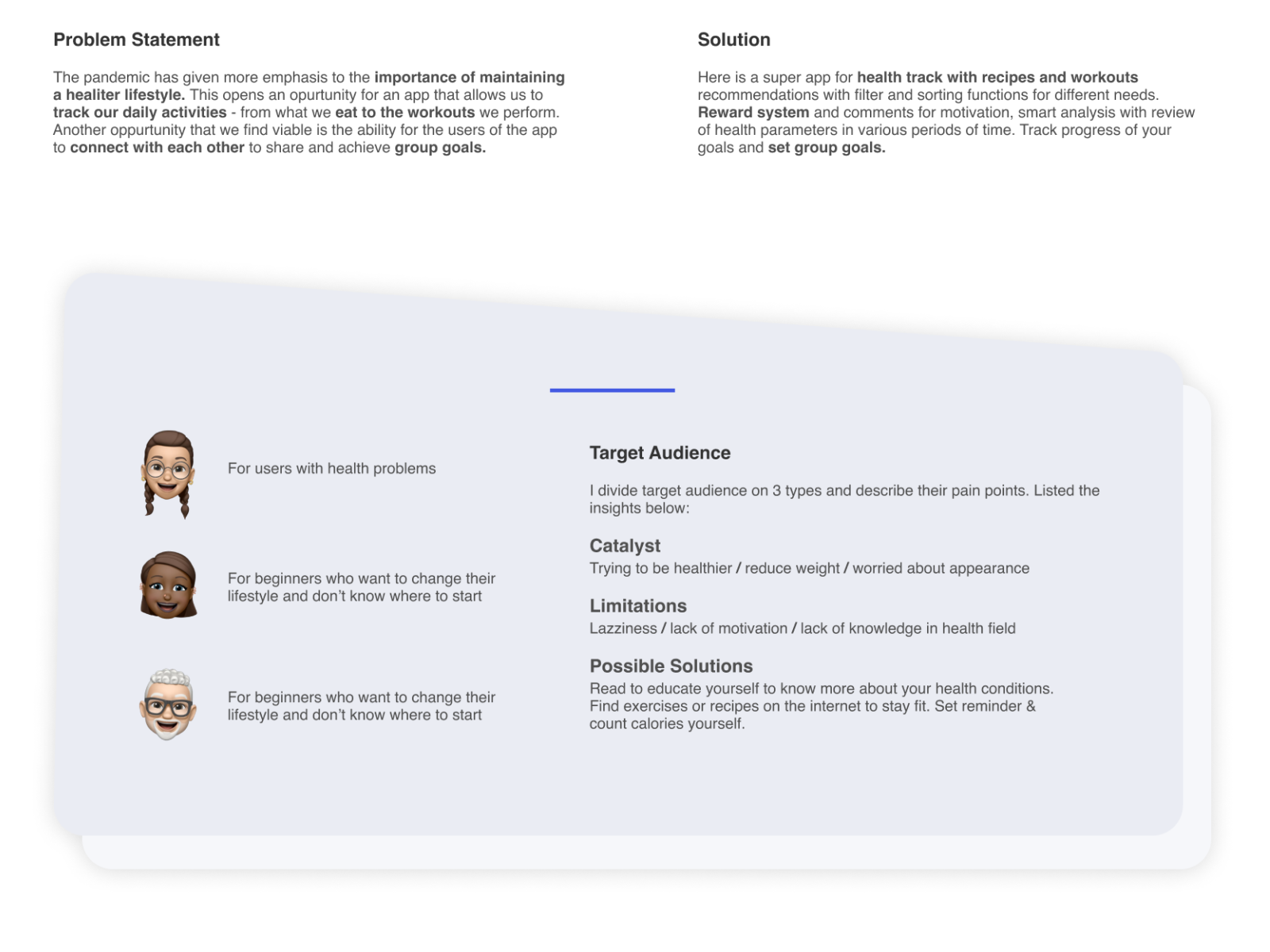 (Design Sprint) Health Monitor app Problem Statement by Thivya Latchumy on Dribbble
