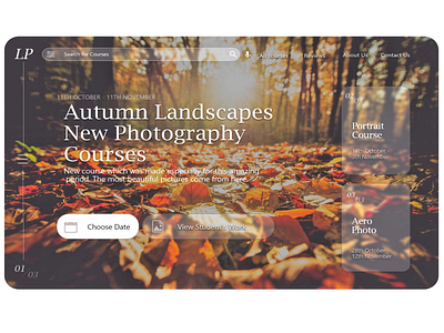 Autumn Photography Course | Desktop Website Design autumn course design illustration minimal photography ui ux web website