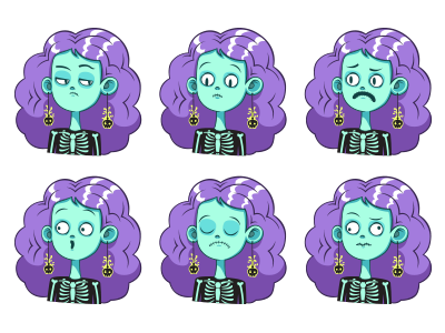 Character Facial Expressions#1 character face facial expression girl illustration pictoplasma skeleton