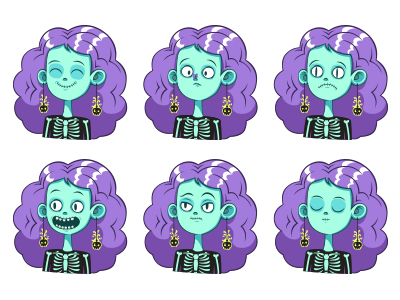 Character Facial Expressions#2 character face facial expression girl illustration pictoplasma skeleton