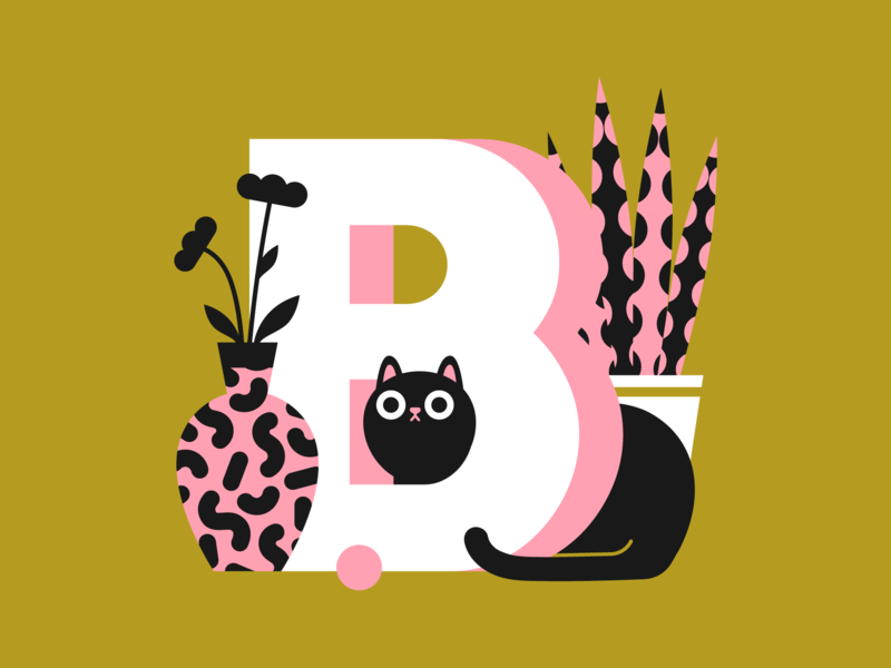 36 days of type - letter B 36days adobe 36daysoftype cat illustration interior letter plants type typogaphy vector art