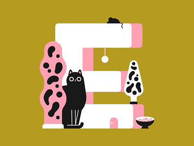 36 days of type - letter E 36days adobe 36daysoftype art cat illustration interior letter plants type typogaphy vector