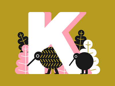 36 days of type - letter K 36days-adobe 36daysoftype art illustration interior kiwi letter plants type typogaphy vector