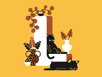 36 days of type - letter L 36days-adobe 36daysoftype art cat dog illustration interior letter plants type typogaphy vector