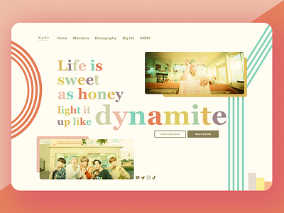 BTS 'Dynamite' Landing Page UI bts landing page pink ui