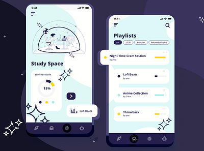 Study Space design mobile mockup space studying ui user interface