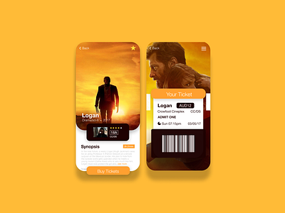 Logan Movie Mobile UI app design mobile mobile app mobile design mockup movie app ui user experience user interface user interface design ux yellow