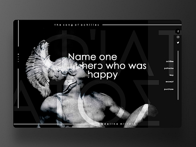 Landing Page UI : The Song of Achilles black design desktop desktop design grey landing page landing page design mock up mockup ui uiux user experience user interface