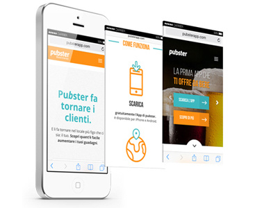 Pubster responsive website on iPhone icons illustration responsive website