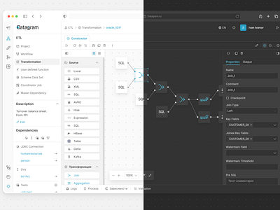 Environment for developing data transformation processes adaptive business components design illustration interface ui ux