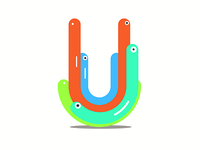 Worm-U colours f illustration letter shadow typo typography