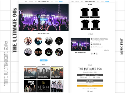 The Ultimate 90s Music Fest 90s band clean fest gigs landing page music music festival ticket ticket app ticketing ui ux uxui website