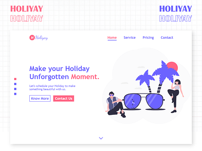 Holiyay Landing Page clean holiday illustration landing page tour tour and travel travel travel app traveling ui ux uxui web design website