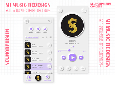 MI MUSIC REDESIGN | Neumorphism Concept clean design mi mi music mobile mobile app mobile design mobile ui neumorphism redesign ui ux uxui xiaomi