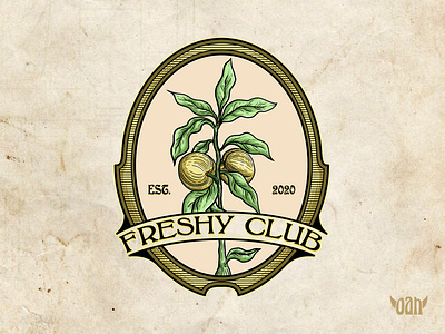 FRESHY CLUB, Est. 2020 art artwork branding design drawing graphic design illustration logo ornament vintage vintagelogo