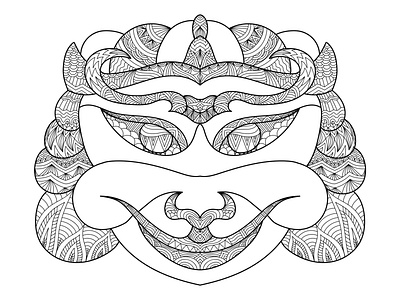 Ornament Ethnic Mask Decorative - 1 art artwork decorative design drawing illustration line art ornament pattern vintage