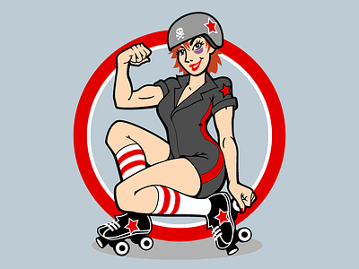 Derbygirl illustrator pinup rollerderby vector