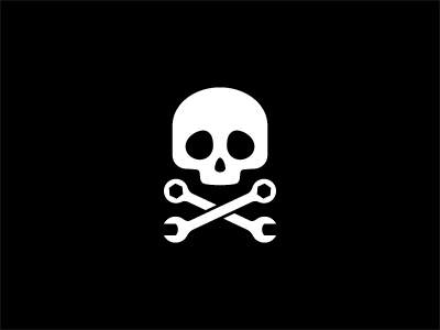 Boneyard Bicycles Icon bicycles black and white crossbones icon jolly roger skull wrench