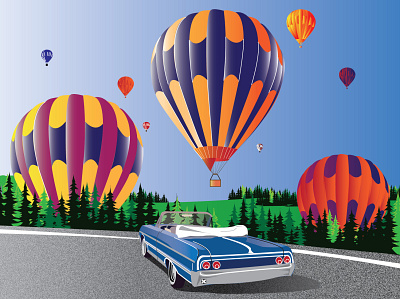 Illustration art balloons car illustration nature